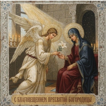 Днесь спасения нашего главизна, и еже от века таинства явление, Сын Божий, Сын Девы бывает, и Гаврии...